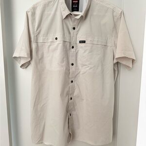 Wrangler Men's Light Tan Performance Button Down Shirt